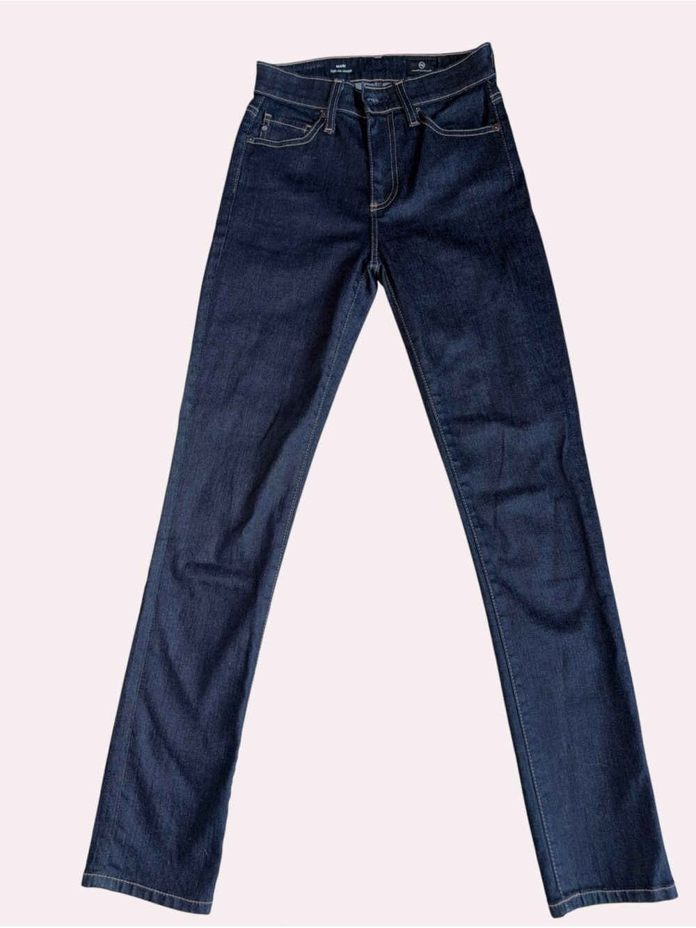 AG Adriano Goldschmied Mari high-rise straight-leg jeans in dark blue 23R